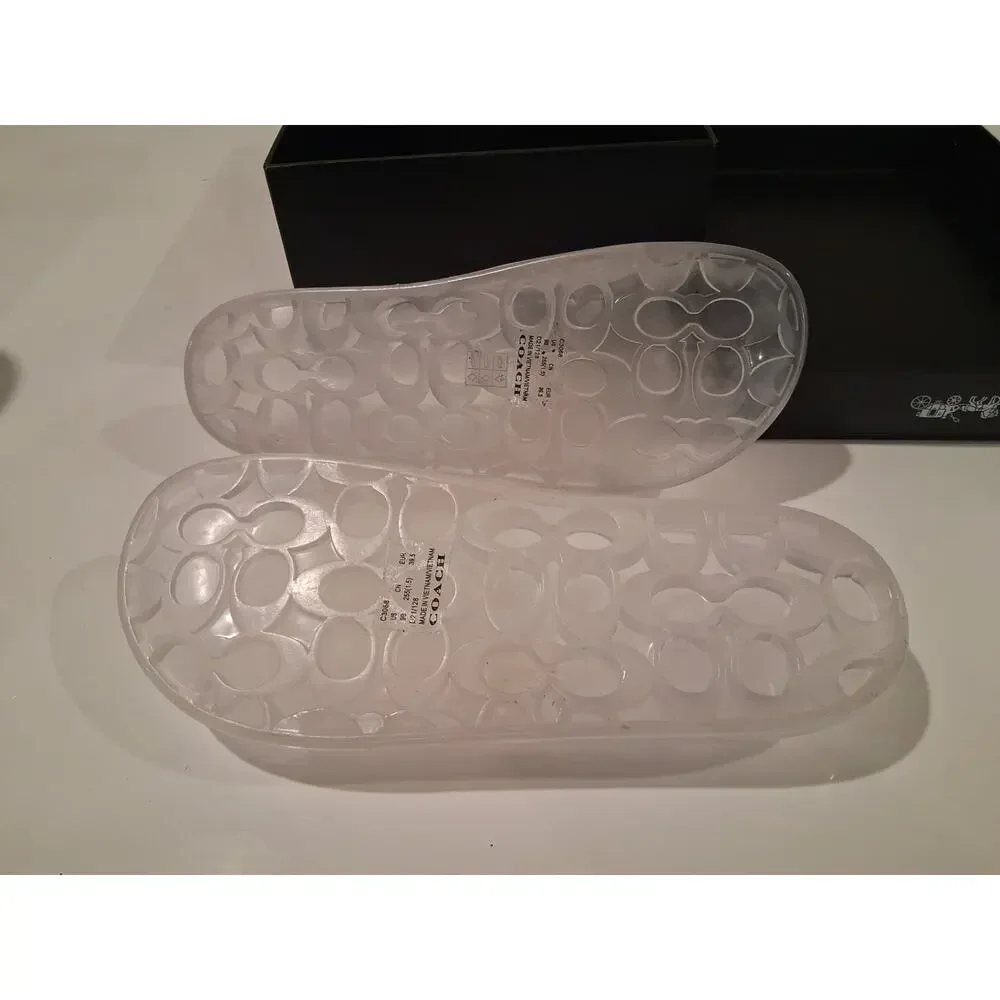 New Coach Ulyssa Rubber Slides Clear Transparent Monogram Sandals Women’s Size 9